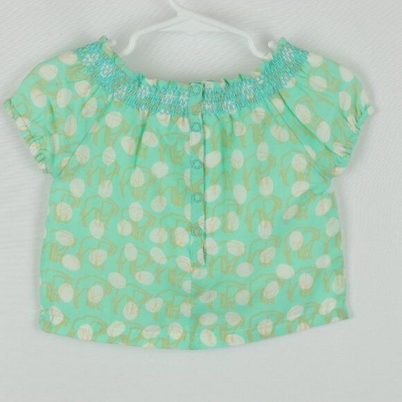 Egg Baby Infant 6-12 Months Green White Giraffe Polka Dot Short Sleeve Blouse - Picture 3 of 8